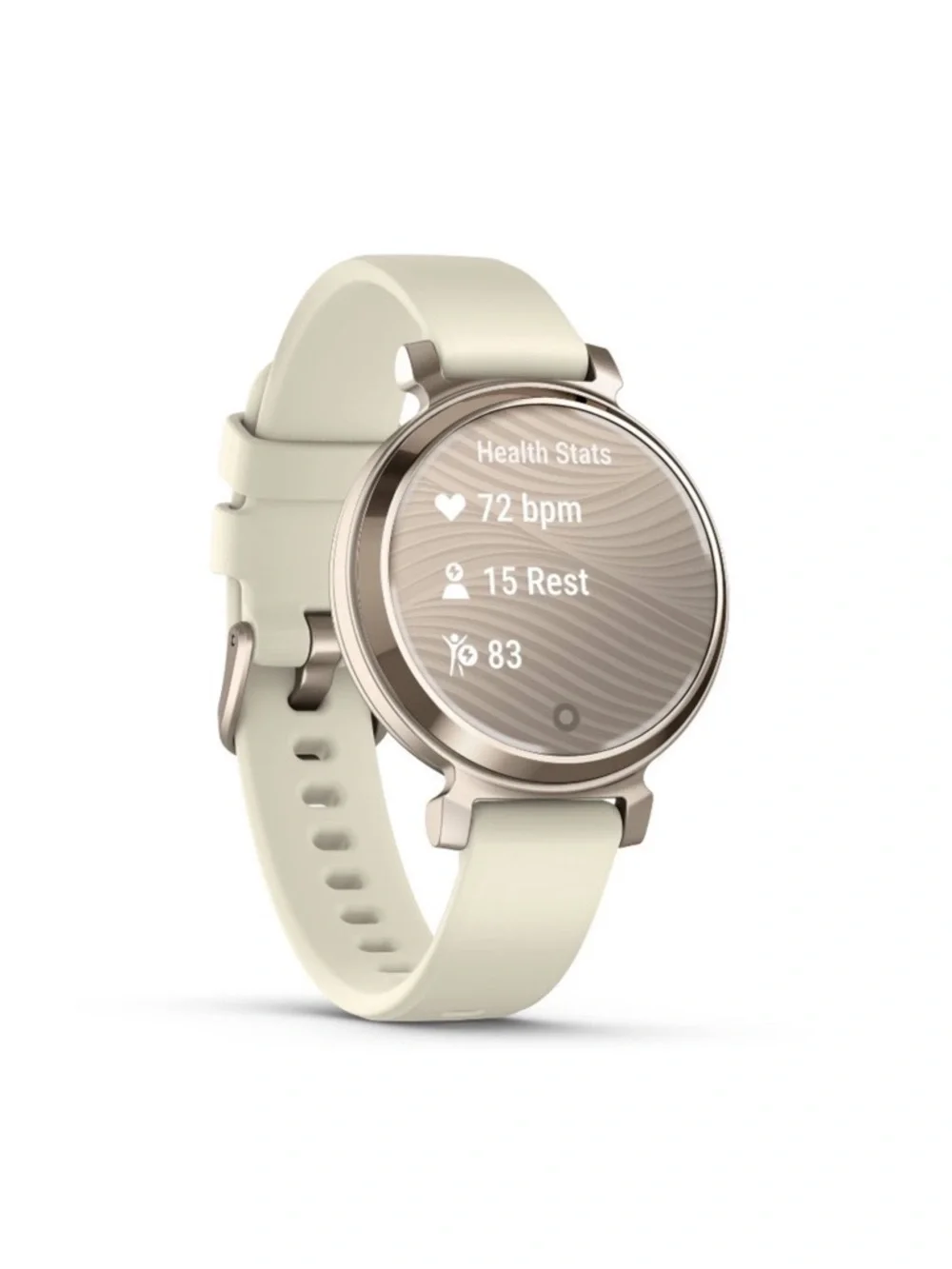 Garmin Lilly 2 gold colored Smartwatch with cream silicone band